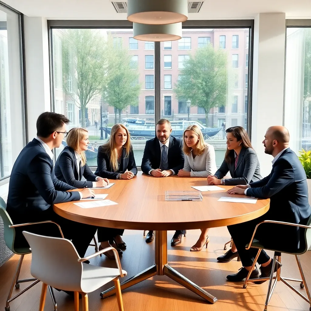 Nederlandse professionals in een netwerkbijeenkomst bouwen aan professionele relaties