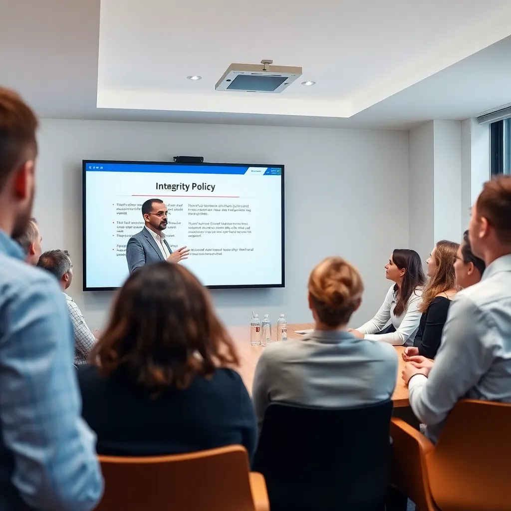 Diverse groep Nederlandse professionals in een moderne vergaderruimte bespreken ethische zakelijke praktijken